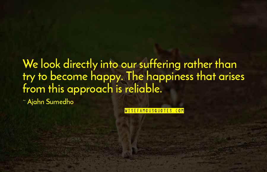 Battles We Face Quotes By Ajahn Sumedho: We look directly into our suffering rather than