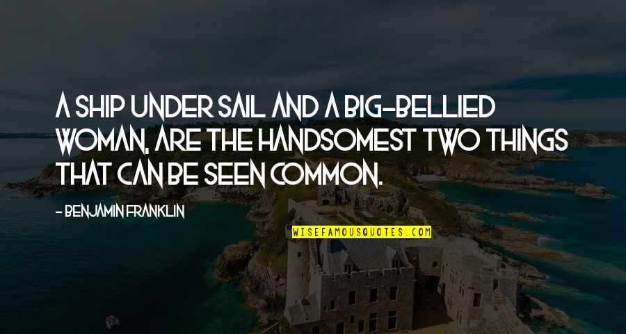 Batu Bata Quotes By Benjamin Franklin: A ship under sail and a big-bellied woman,