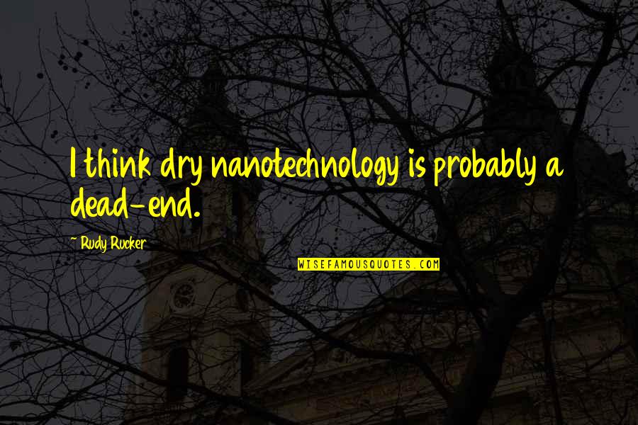Batulanuocnao Quotes By Rudy Rucker: I think dry nanotechnology is probably a dead-end. Batulanuocnao Quotes By Rudy Rucker: I think dry nanotechnology is probably a dead-end.