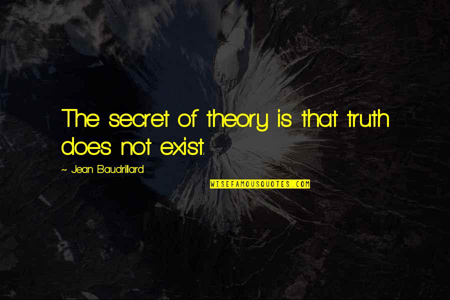 Baudrillard's Quotes By Jean Baudrillard: The secret of theory is that truth does