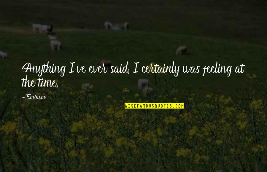 Baughman Center Quotes By Eminem: Anything I've ever said, I certainly was feeling