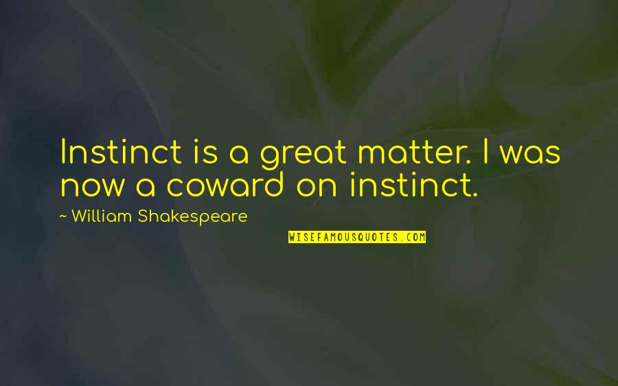 Baumhower Quotes By William Shakespeare: Instinct is a great matter. I was now