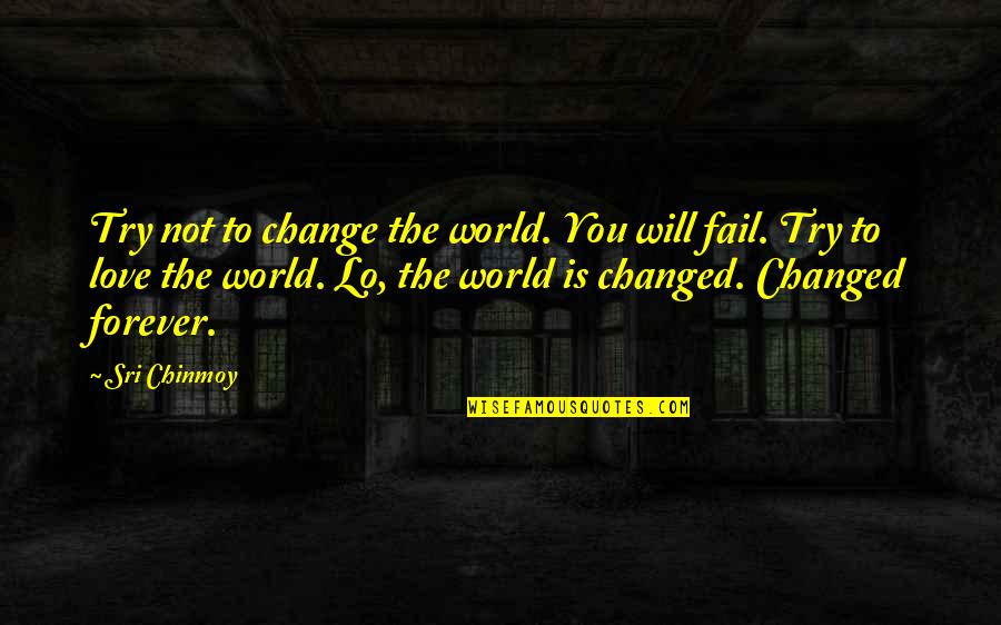 Baumschule Quotes By Sri Chinmoy: Try not to change the world. You will