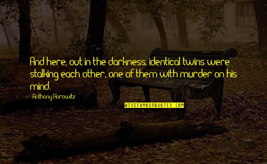 Baumueller Nuernberg Quotes By Anthony Horowitz: And here, out in the darkness, identical twins Baumueller Nuernberg Quotes By Anthony Horowitz: And here, out in the darkness, identical twins