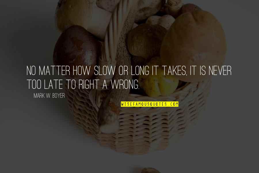 Baurova Masinica Quotes By Mark W. Boyer: No matter how slow or long it takes,