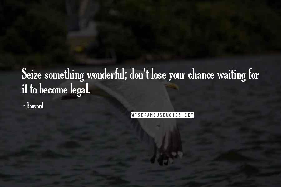 Bauvard quotes: Seize something wonderful; don't lose your chance waiting for it to become legal.