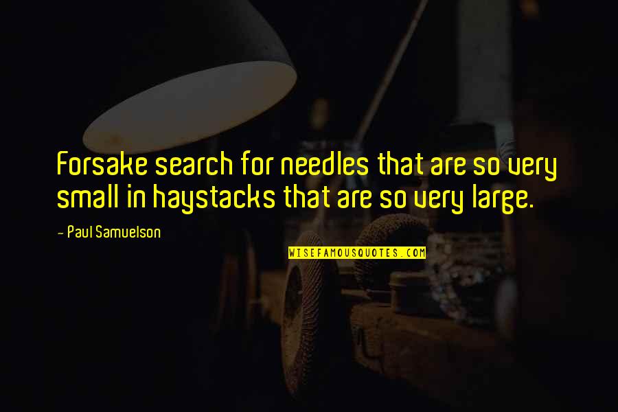 Bayleton Quotes By Paul Samuelson: Forsake search for needles that are so very