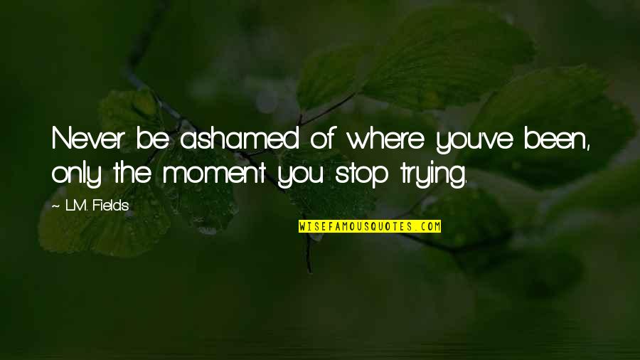 Bazon Brock Quotes By L.M. Fields: Never be ashamed of where you've been, only