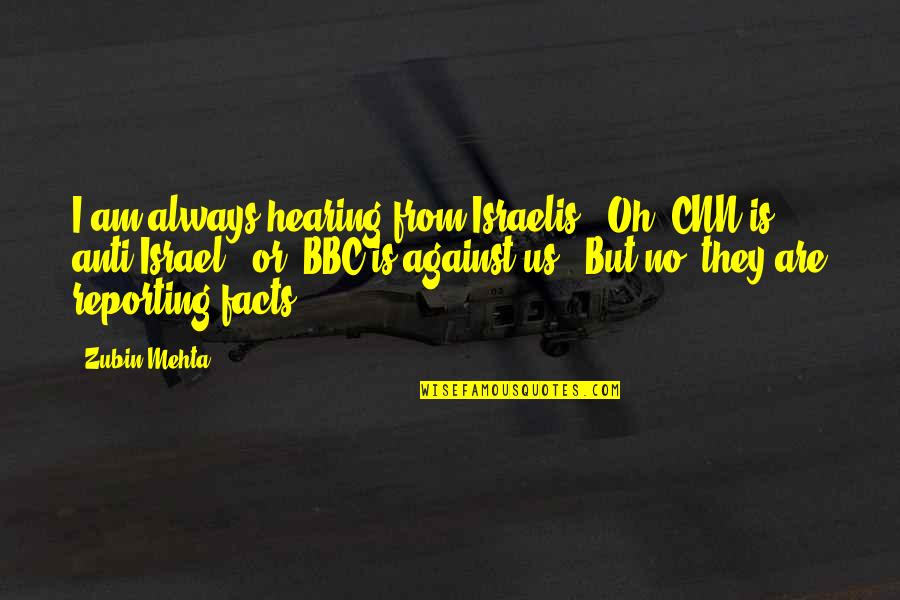 Bbc Quotes By Zubin Mehta: I am always hearing from Israelis, 'Oh, CNN