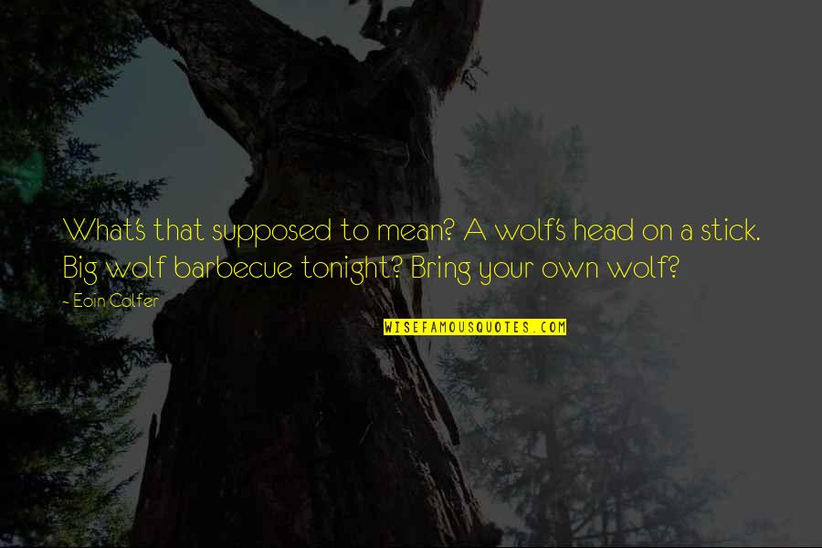 Bbq Tonight Quotes By Eoin Colfer: What's that supposed to mean? A wolf's head