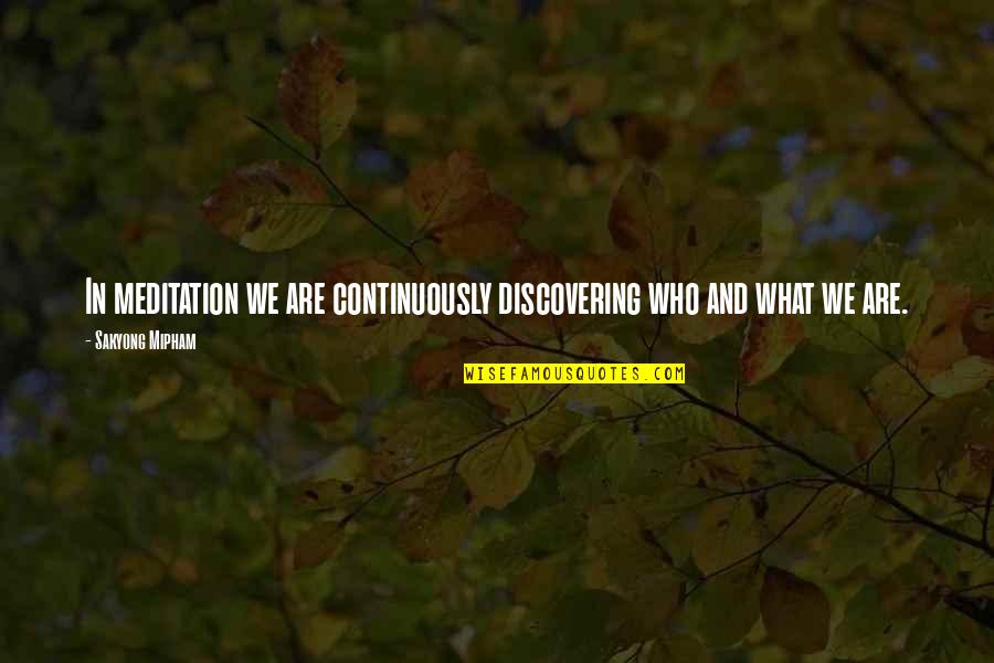 Bcll 8016 Quotes By Sakyong Mipham: In meditation we are continuously discovering who and Bcll 8016 Quotes By Sakyong Mipham: In meditation we are continuously discovering who and