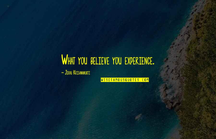 Bdny Nyc Quotes By Jiddu Krishnamurti: What you believe you experience.