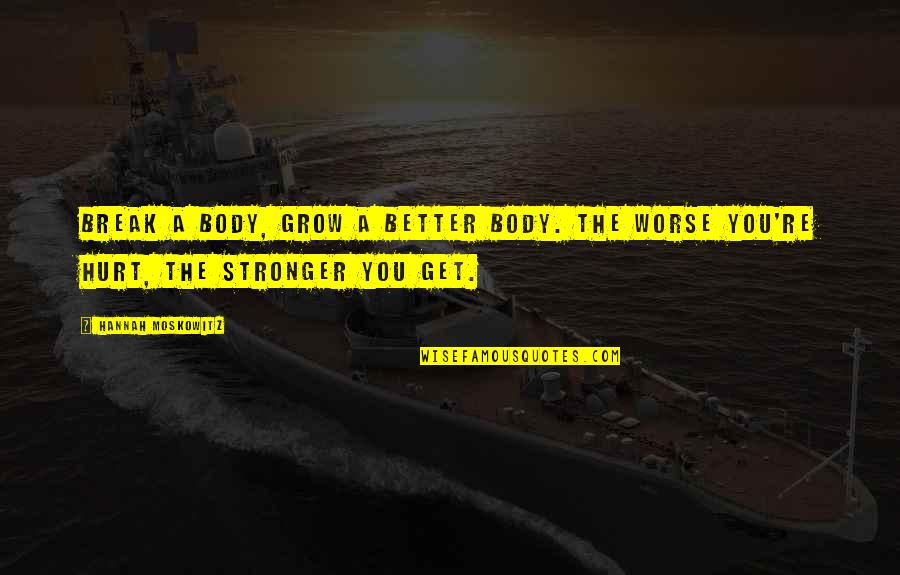 Bdps1700 Quotes By Hannah Moskowitz: Break a body, grow a better body. The