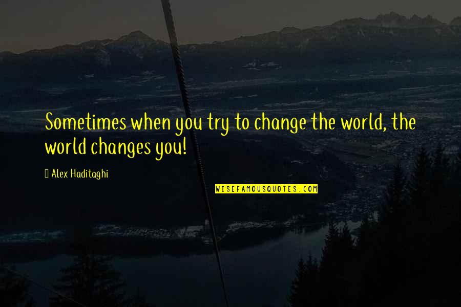 Be A Change Quote Quotes By Alex Haditaghi: Sometimes when you try to change the world,