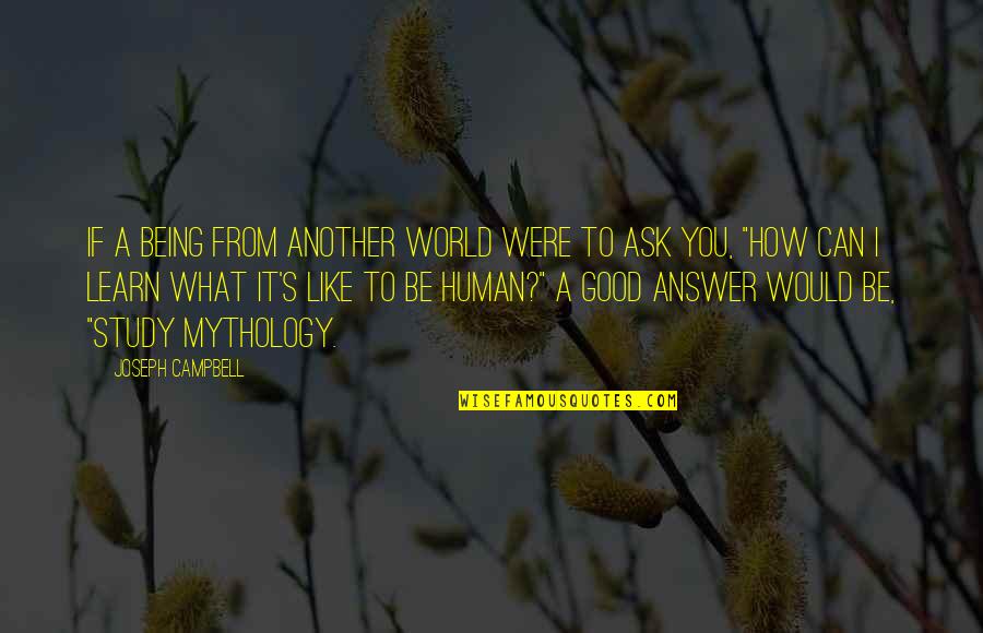 Be A Good Human Quotes By Joseph Campbell: If a being from another world were to