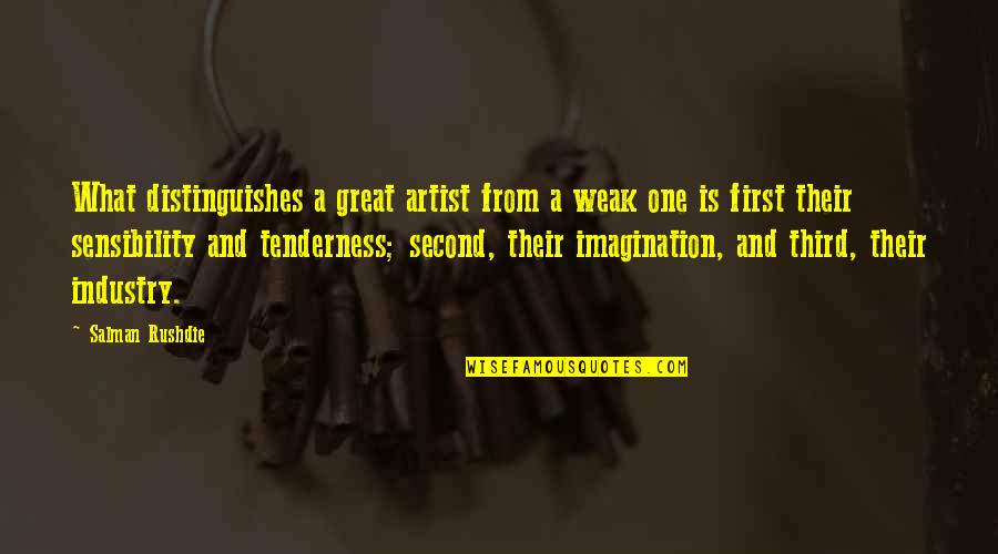 Be A Great Artist Quotes By Salman Rushdie: What distinguishes a great artist from a weak
