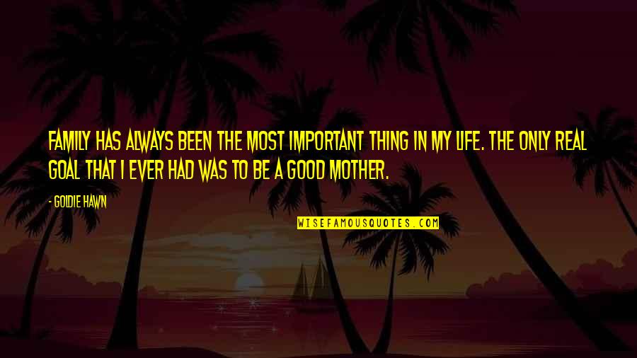 Be A Real Mother Quotes By Goldie Hawn: Family has always been the most important thing