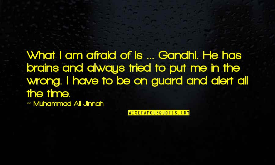 Be Alert Quotes By Muhammad Ali Jinnah: What I am afraid of is ... Gandhi.