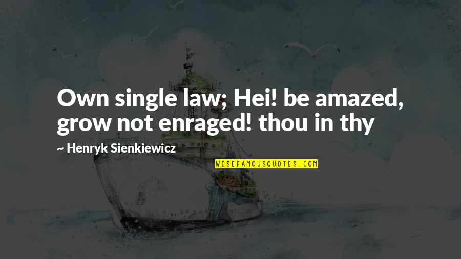Be Amazed Quotes By Henryk Sienkiewicz: Own single law; Hei! be amazed, grow not