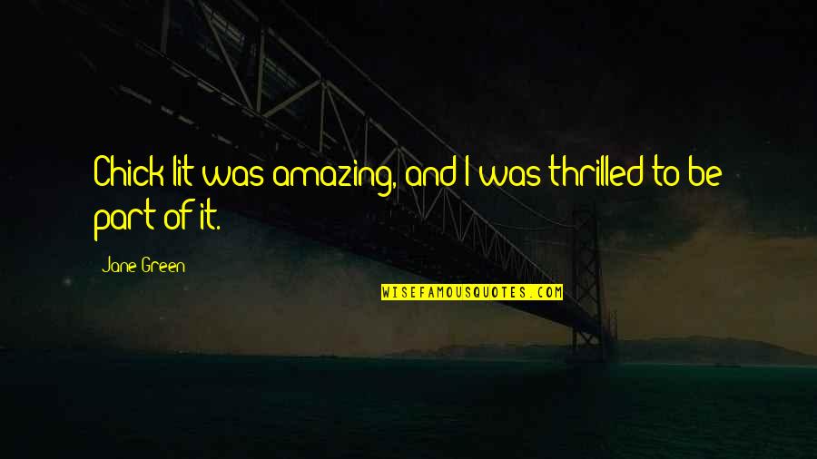 Be Amazing Quotes By Jane Green: Chick lit was amazing, and I was thrilled