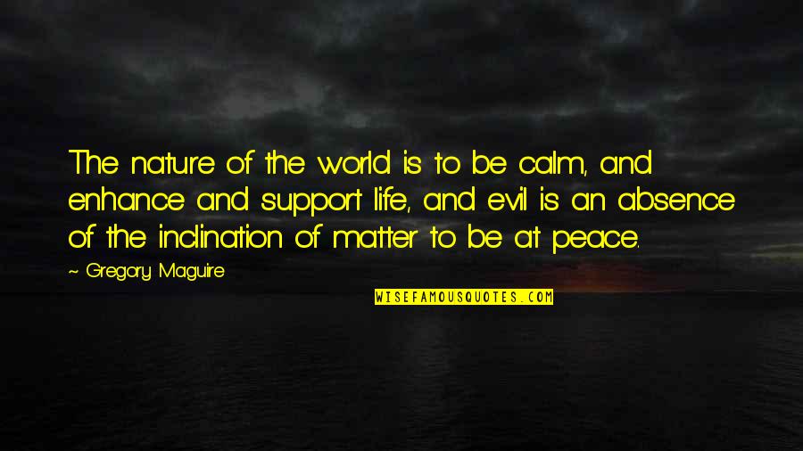 Be At Peace Quotes By Gregory Maguire: The nature of the world is to be