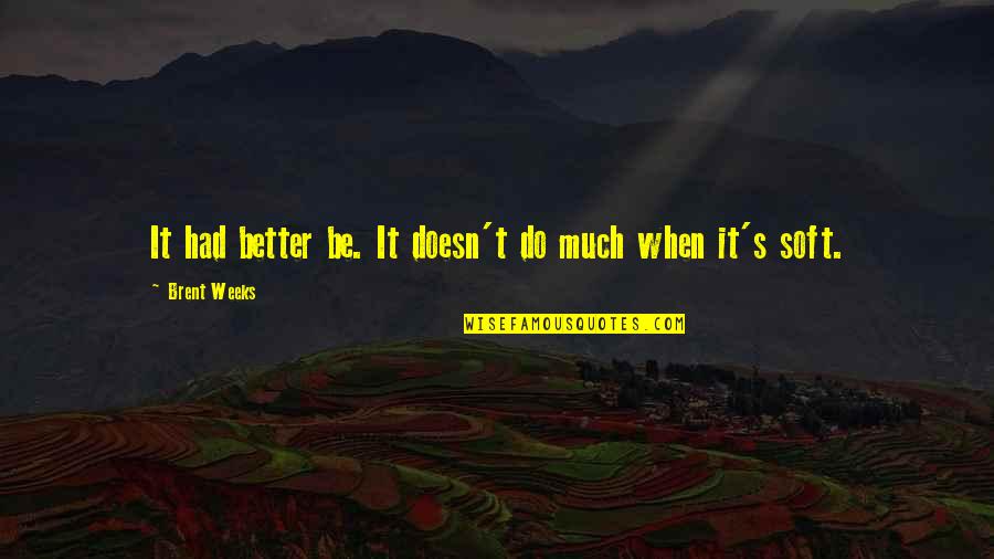 Be Better Quotes By Brent Weeks: It had better be. It doesn't do much