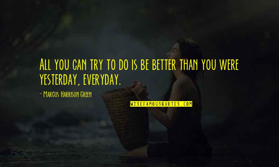 Be Better Than Yesterday Quotes By Marcus Harrison Green: All you can try to do is be