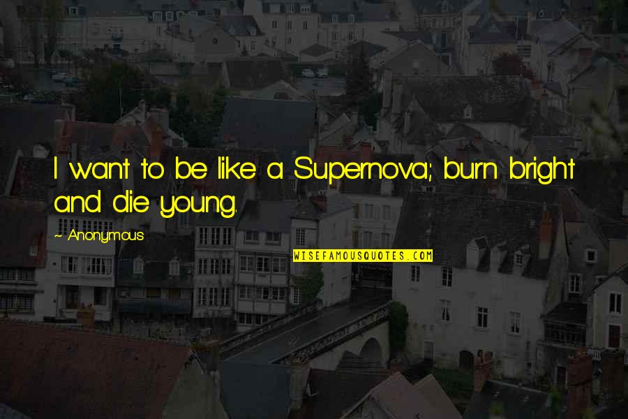Be Bright Quotes By Anonymous: I want to be like a Supernova; burn