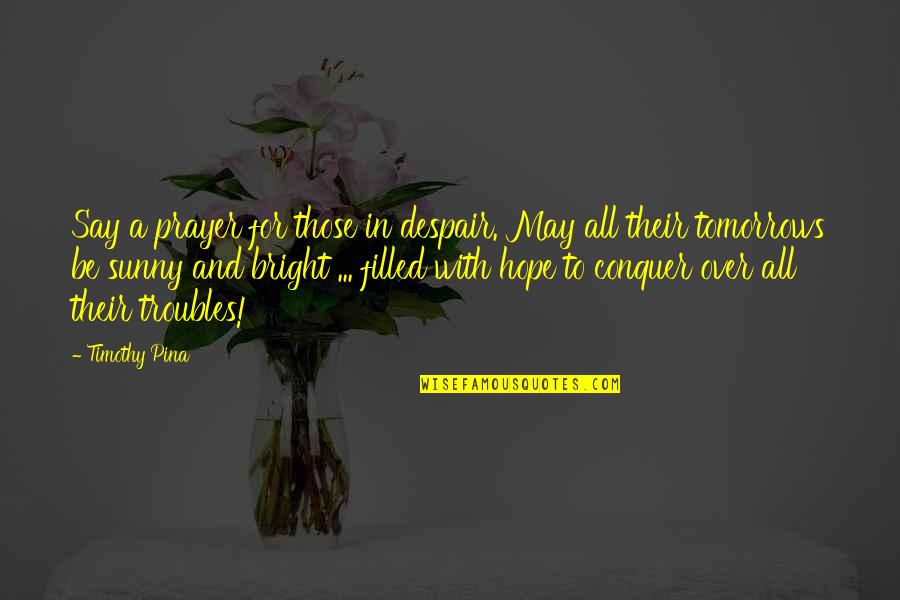 Be Bright Quotes By Timothy Pina: Say a prayer for those in despair. May