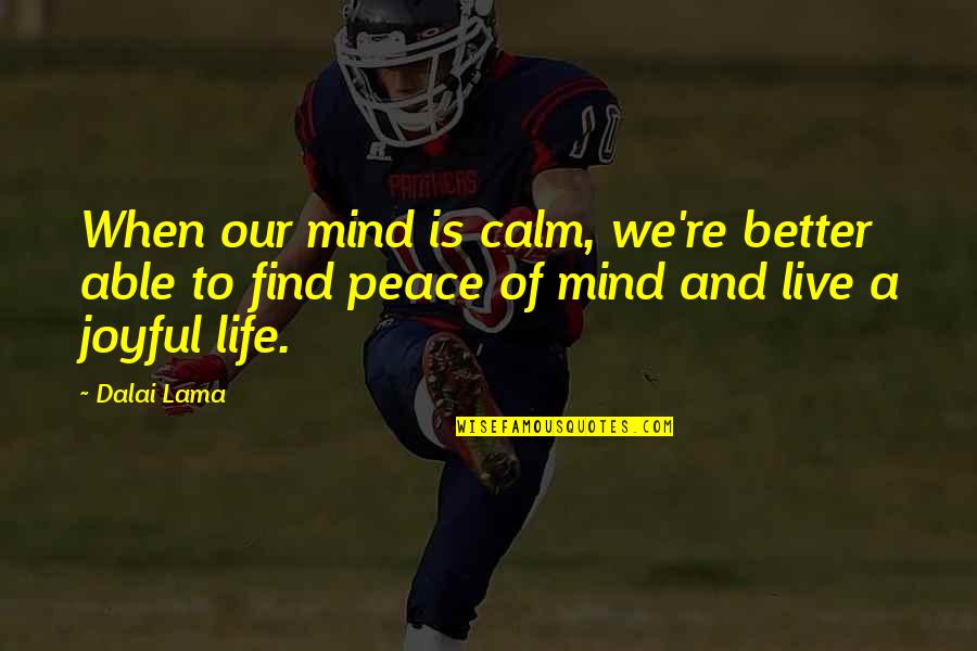 Be Calm Peace Quotes By Dalai Lama: When our mind is calm, we're better able