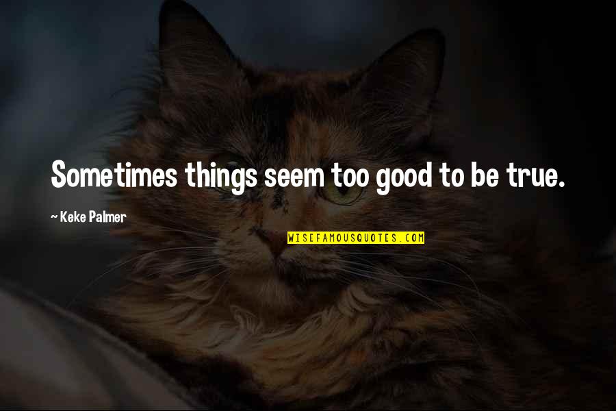 Be Careful On Your Way Up Quotes By Keke Palmer: Sometimes things seem too good to be true.