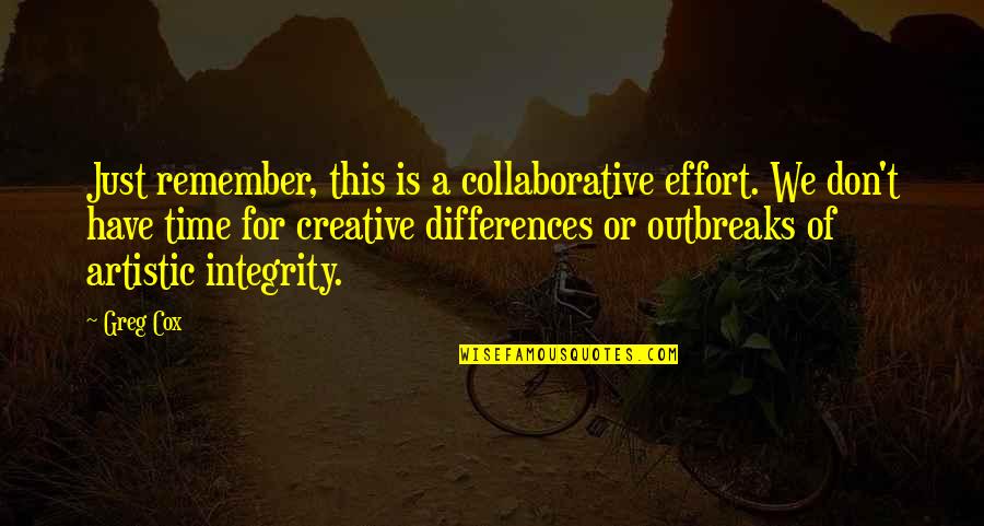 Be Creative And Artistic Quotes By Greg Cox: Just remember, this is a collaborative effort. We