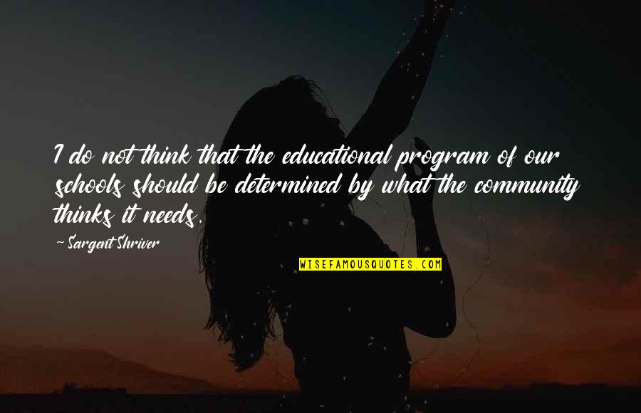 Be Determined Quotes By Sargent Shriver: I do not think that the educational program