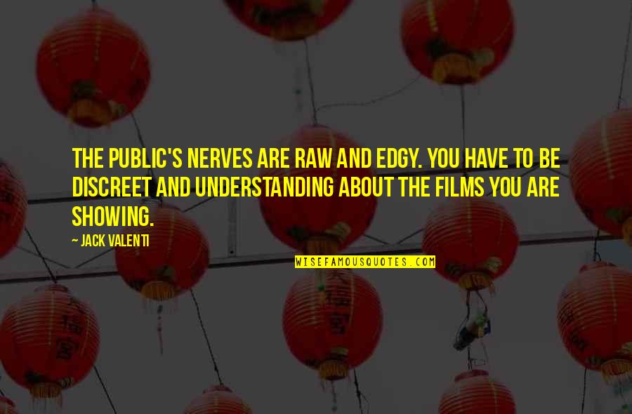 Be Discreet Quotes By Jack Valenti: The public's nerves are raw and edgy. You Be Discreet Quotes By Jack Valenti: The public's nerves are raw and edgy. You