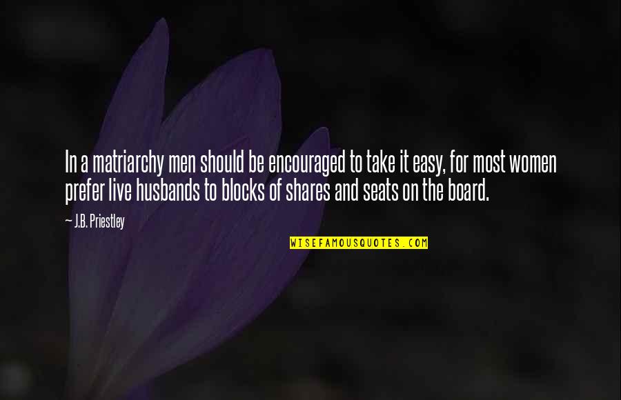 Be Easy Quotes By J.B. Priestley: In a matriarchy men should be encouraged to
