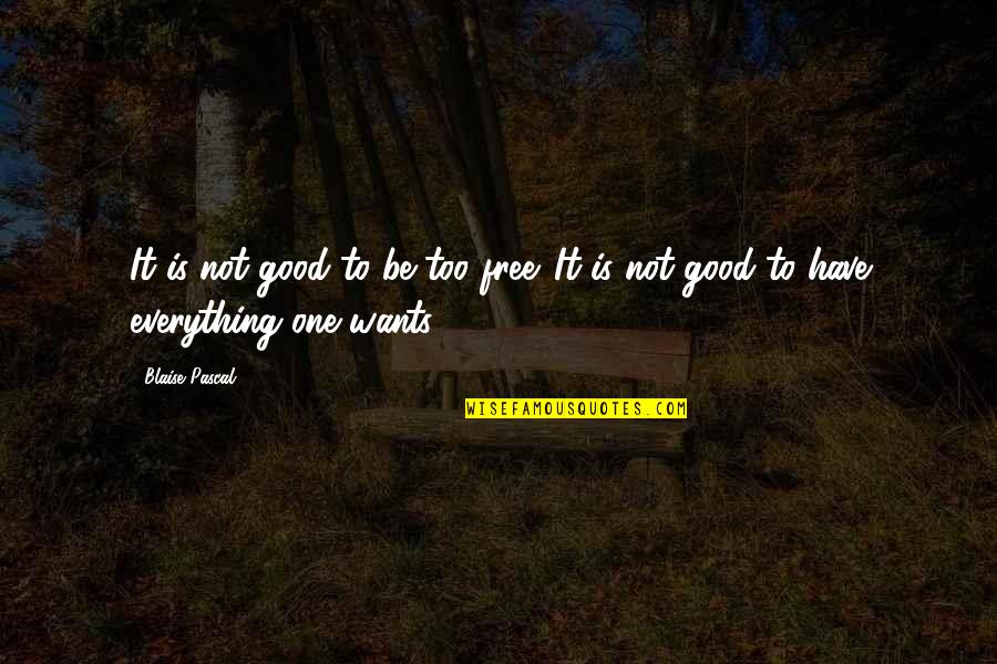 Be Everything Quotes By Blaise Pascal: It is not good to be too free.