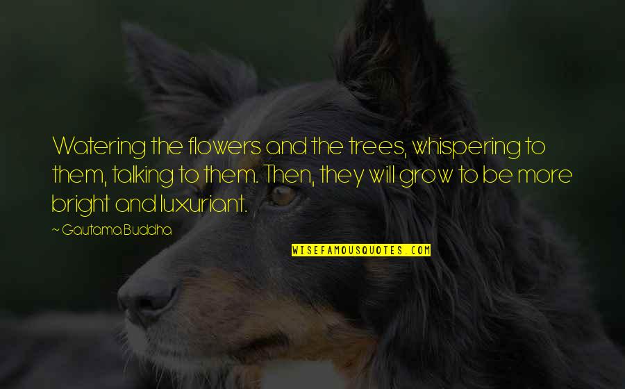 Be Flower Quotes By Gautama Buddha: Watering the flowers and the trees, whispering to Be Flower Quotes By Gautama Buddha: Watering the flowers and the trees, whispering to