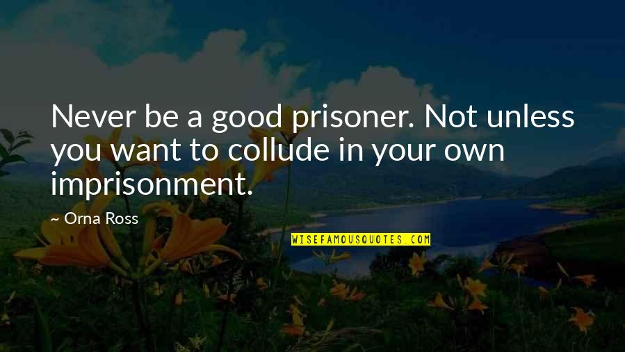 Be Good To You Quotes By Orna Ross: Never be a good prisoner. Not unless you