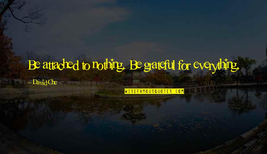 Be Grateful Quotes By David Che: Be attached to nothing. Be grateful for everything.