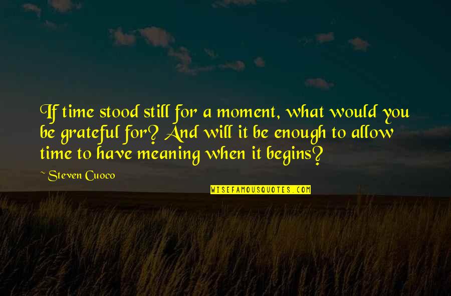 Be Grateful Quotes By Steven Cuoco: If time stood still for a moment, what