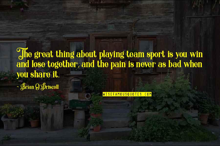 Be Great Sports Quotes By Brian O'Driscoll: The great thing about playing team sport is