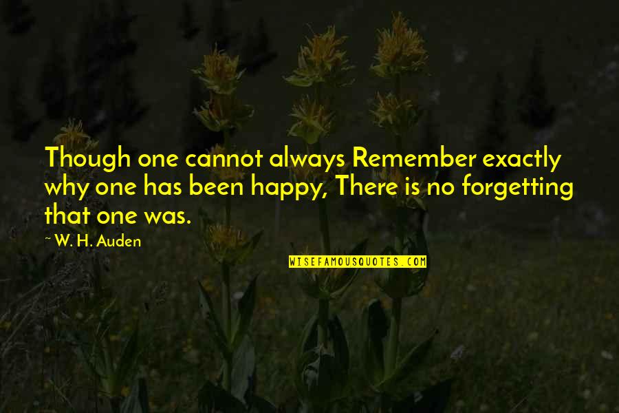 Be Happy Even Though Quotes By W. H. Auden: Though one cannot always Remember exactly why one