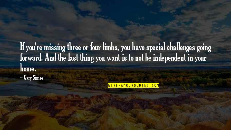 Be Independent Quotes By Gary Sinise: If you're missing three or four limbs, you