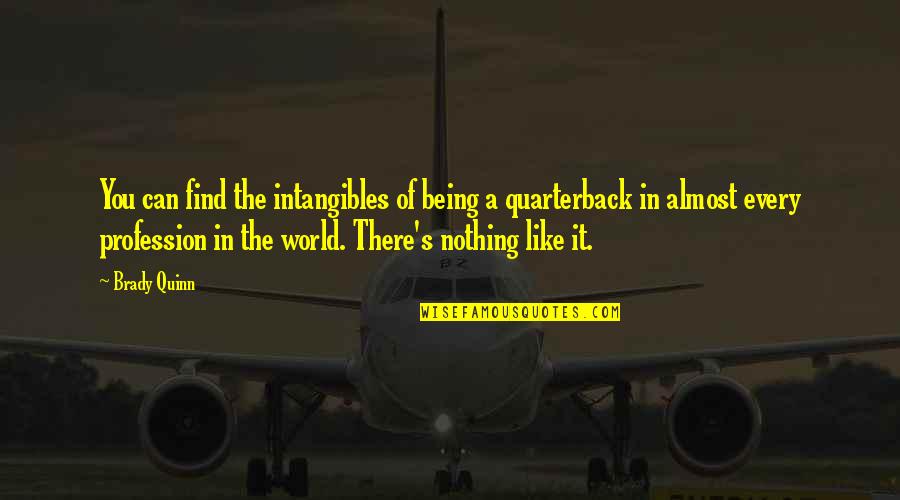 Be Intangibles Quotes By Brady Quinn: You can find the intangibles of being a Be Intangibles Quotes By Brady Quinn: You can find the intangibles of being a