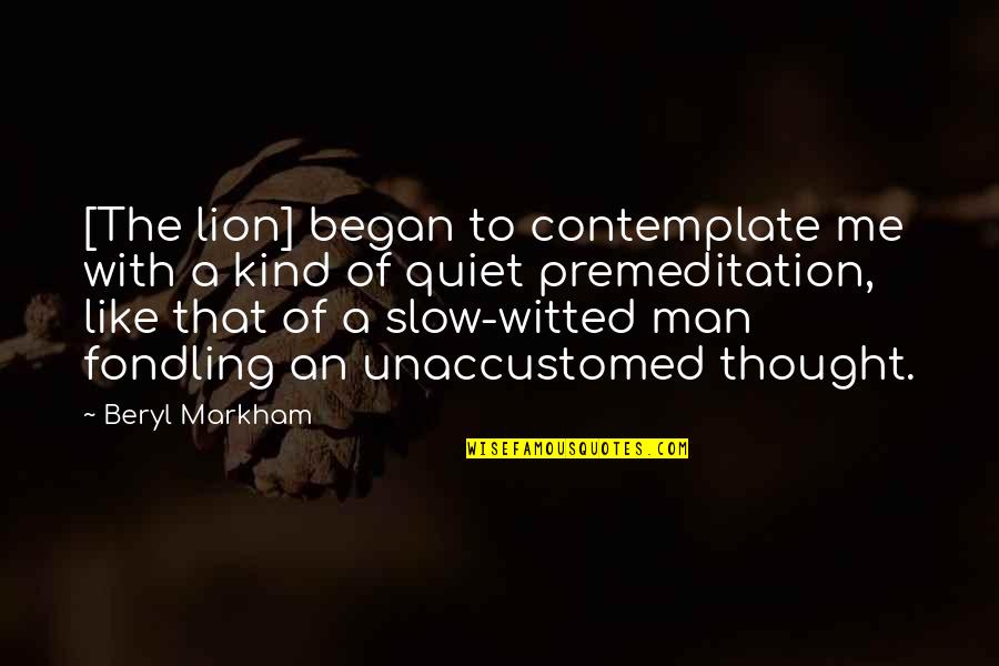 Be Kind Or Be Quiet Quotes By Beryl Markham: [The lion] began to contemplate me with a