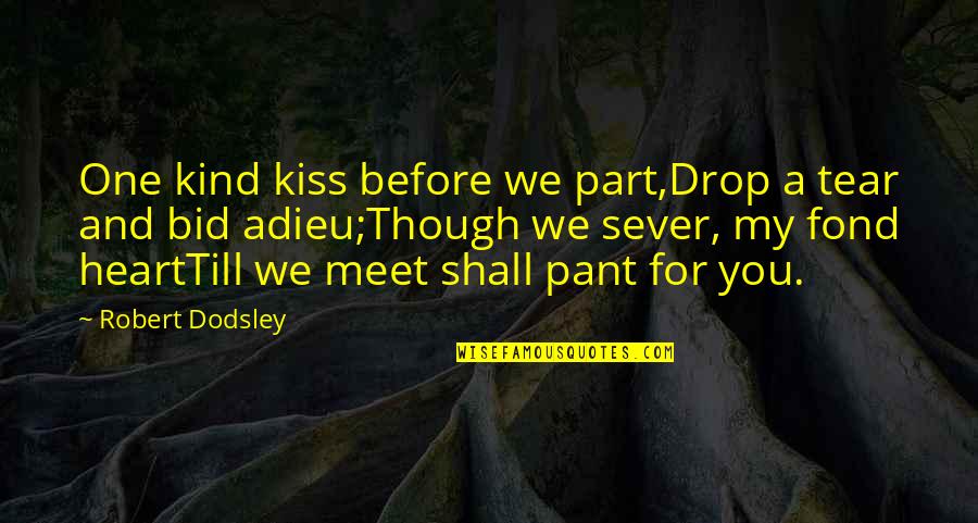 Be Kind To All You Meet Quotes By Robert Dodsley: One kind kiss before we part,Drop a tear