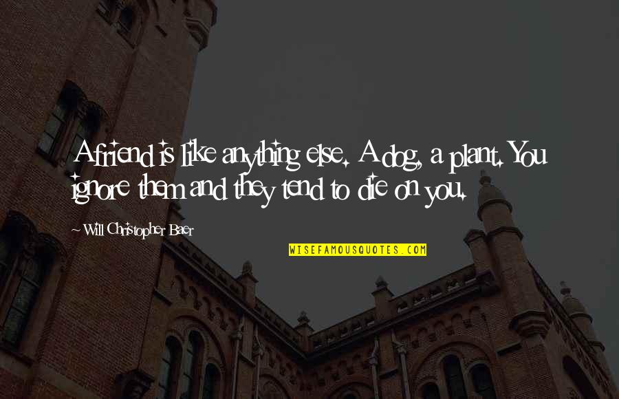 Be Like A Plant Quotes By Will Christopher Baer: A friend is like anything else. A dog, Be Like A Plant Quotes By Will Christopher Baer: A friend is like anything else. A dog,