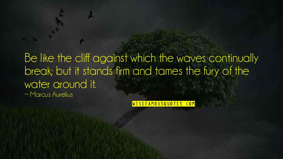 Be Like Water Quotes By Marcus Aurelius: Be like the cliff against which the waves