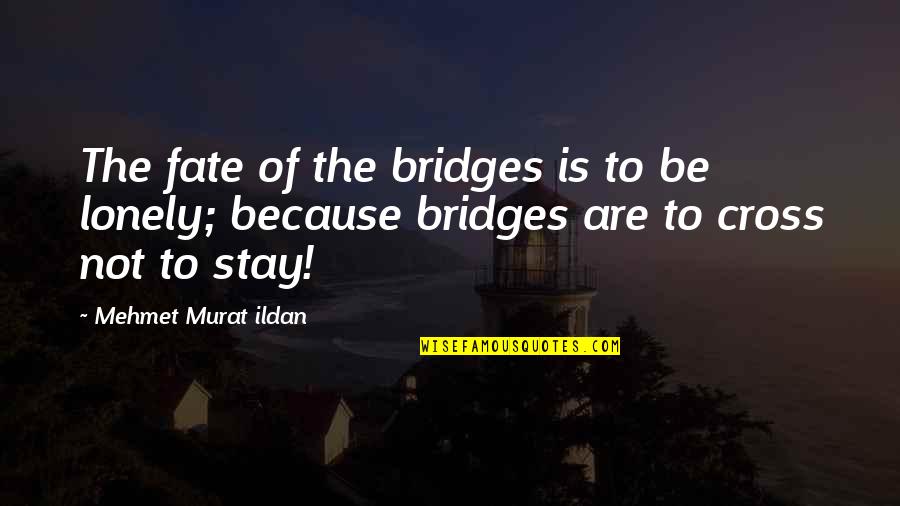 Be Lonely Quotes By Mehmet Murat Ildan: The fate of the bridges is to be