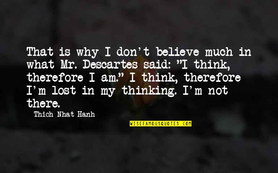 Be Lost Without You Quotes By Thich Nhat Hanh: That is why I don't believe much in